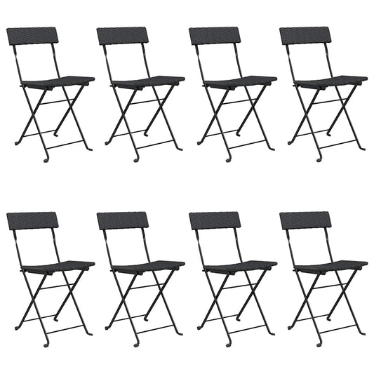 Folding Chairs 8 pcs Black Poly Rattan and Steel