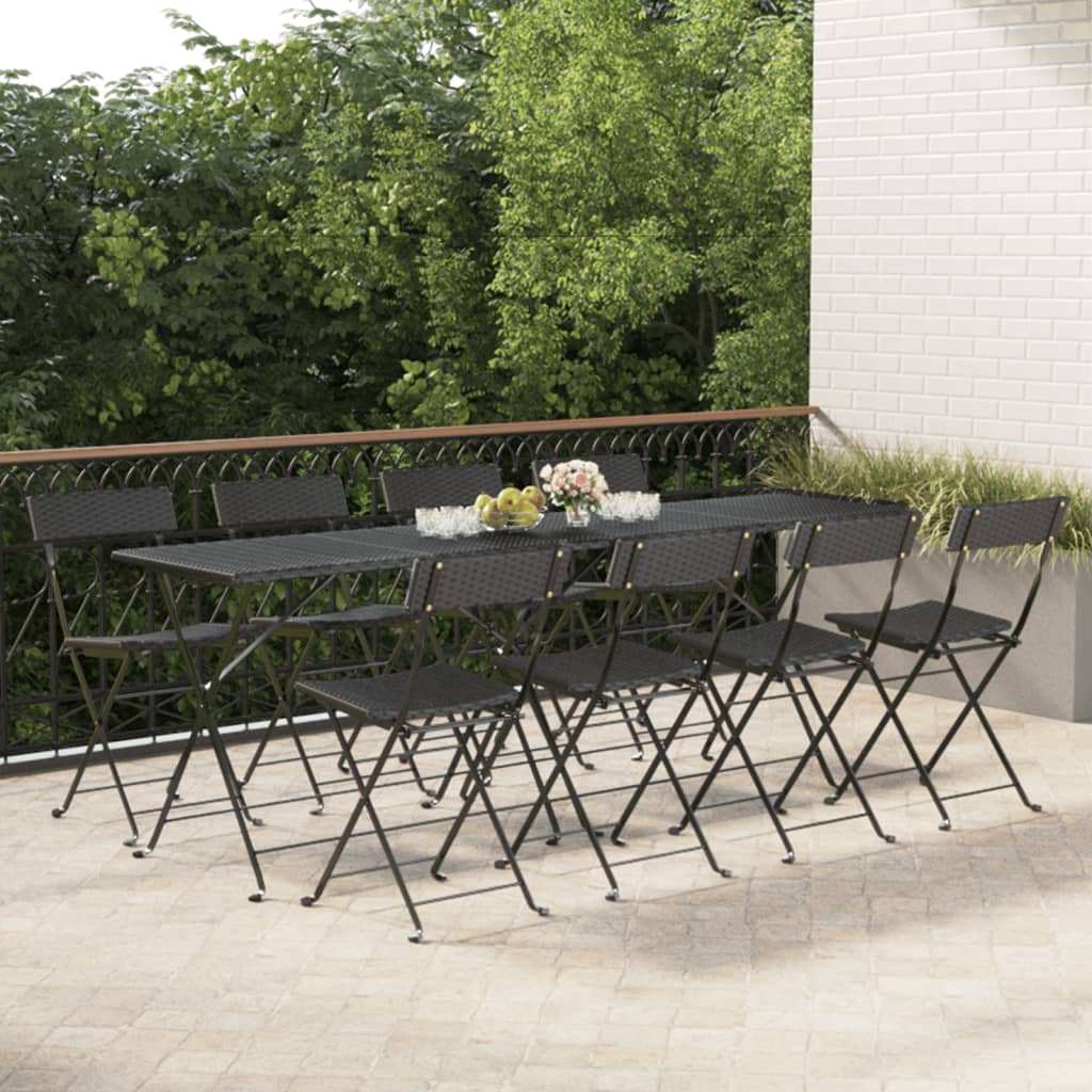 Folding Bistro Chair | Set of 8 | Black