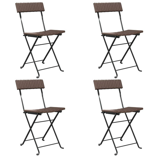 Folding Chairs 4 pcs Brown Poly Rattan and Steel