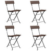 Folding Bistro Chairs 4 pcs Brown Poly Rattan and Steel