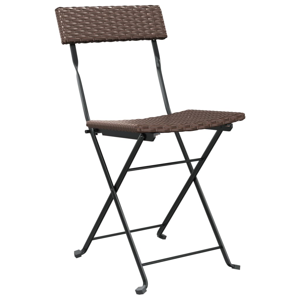 Folding Bistro Chair | Set of 4 | Brown | Poly Rattan | Medium | Foldable