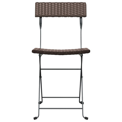 Folding Bistro Chair | Set of 4 | Brown | Poly Rattan | Medium | Foldable