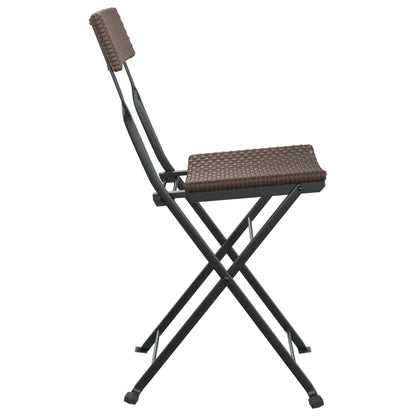Folding Bistro Chair | Set of 4 | Brown | Poly Rattan | Medium | Foldable