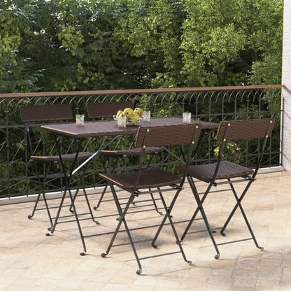 Folding Bistro Chair | Set of 4 | Brown | Poly Rattan | Medium | Foldable