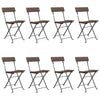 Folding Bistro Chairs 8 pcs Brown Poly Rattan and Steel