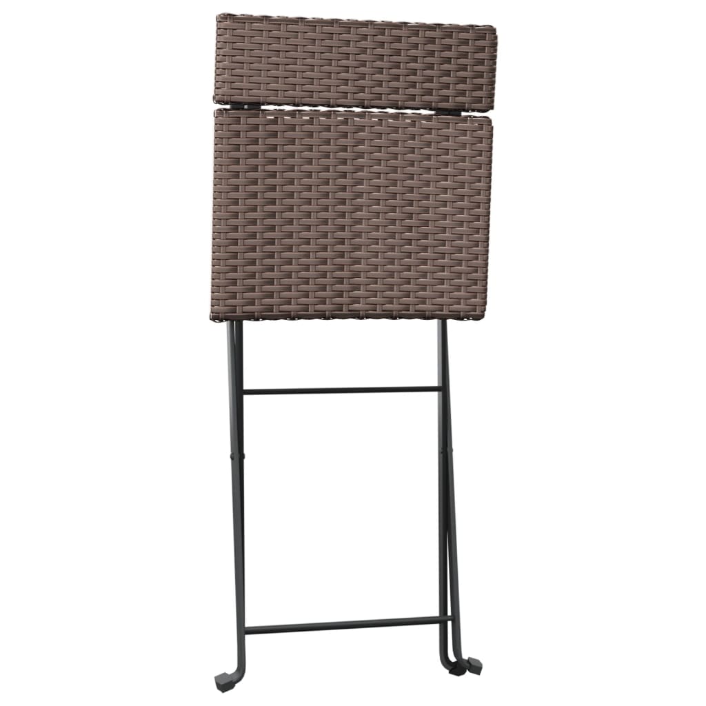 Folding Bistro Chair | Set of 8 | Brown | PE rattan, powder-coated steel