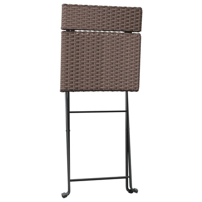 Folding Bistro Chair | Set of 8 | Brown | PE rattan, powder-coated steel