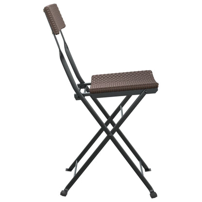 Folding Bistro Chair | Set of 8 | Brown | PE rattan, powder-coated steel