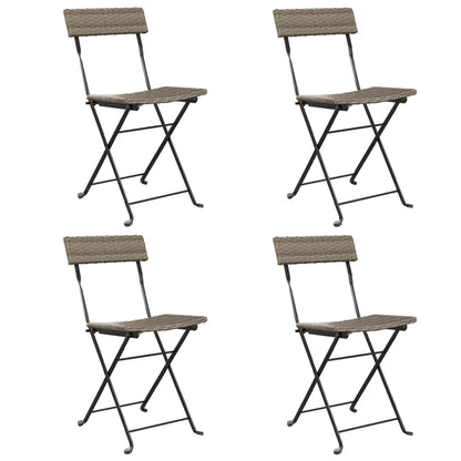 Folding Bistro Chair | Set of 4 | Grey | PE rattan | Standard | Foldable