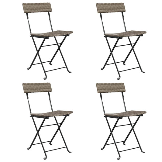 Folding Chairs 4 pcs Grey Poly Rattan and Steel