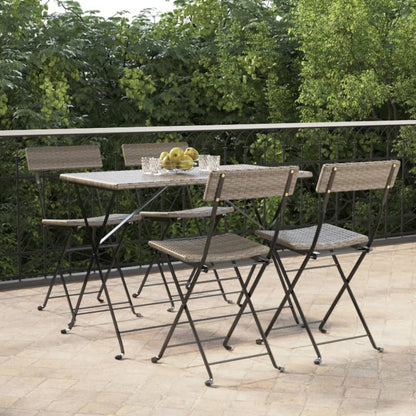 Folding Bistro Chair | Set of 4 | Grey | PE rattan | Standard | Foldable