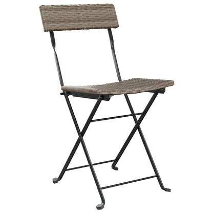Folding Bistro Chair | Set of 6 | Grey | PE rattan, powder-coated steel