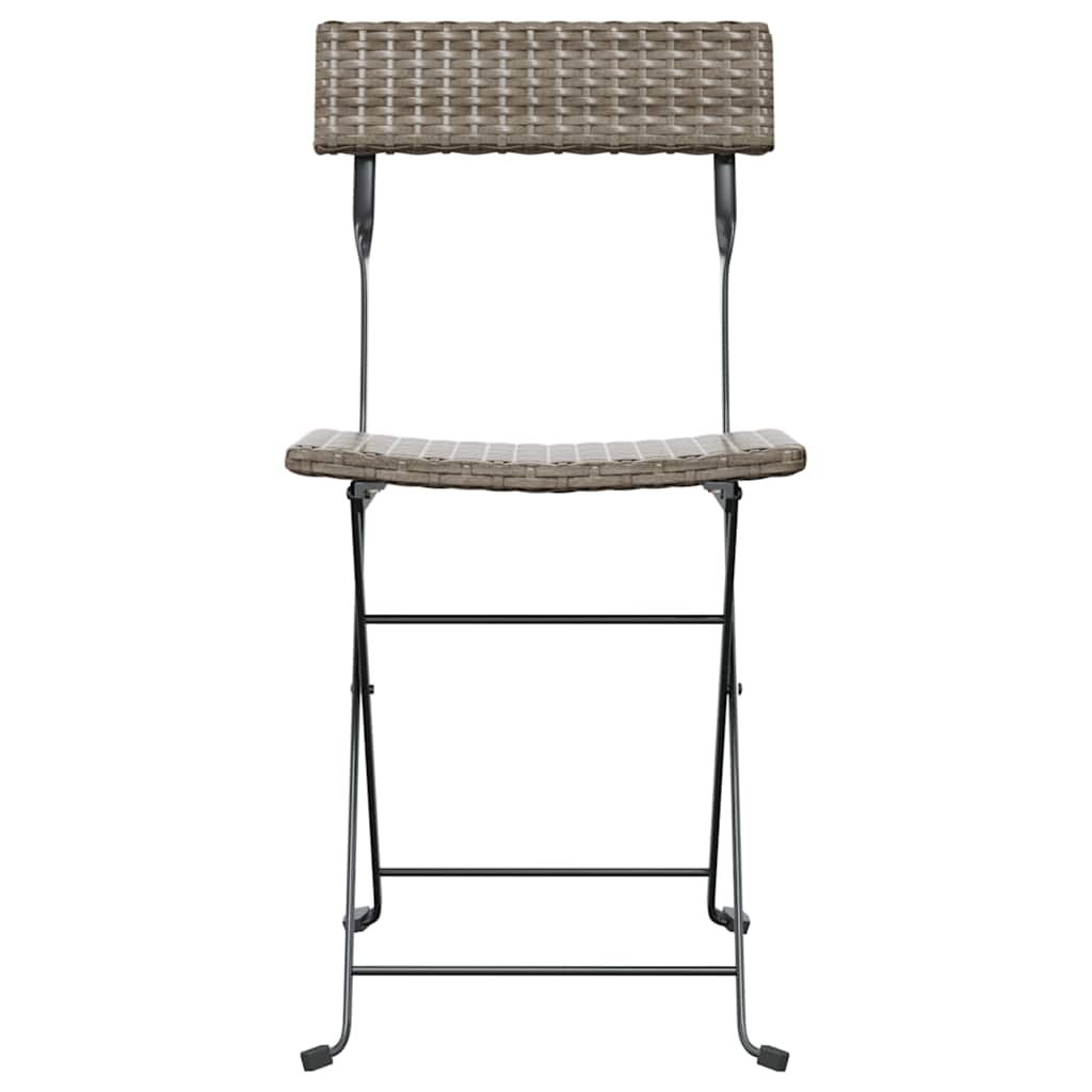 Folding Bistro Chair | Set of 6 | Grey | PE rattan, powder-coated steel