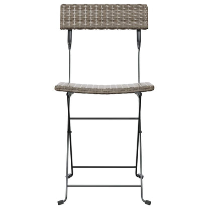 Folding Bistro Chair | Set of 6 | Grey | PE rattan, powder-coated steel