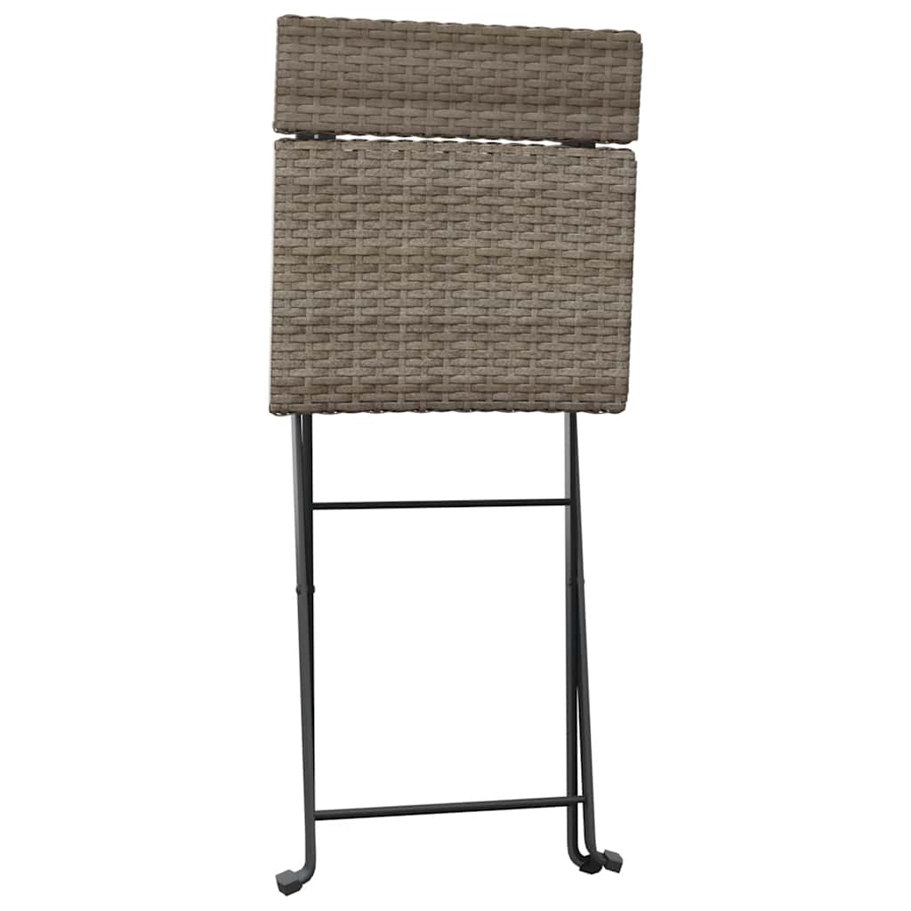 Folding Bistro Chair | Set of 6 | Grey | PE rattan, powder-coated steel
