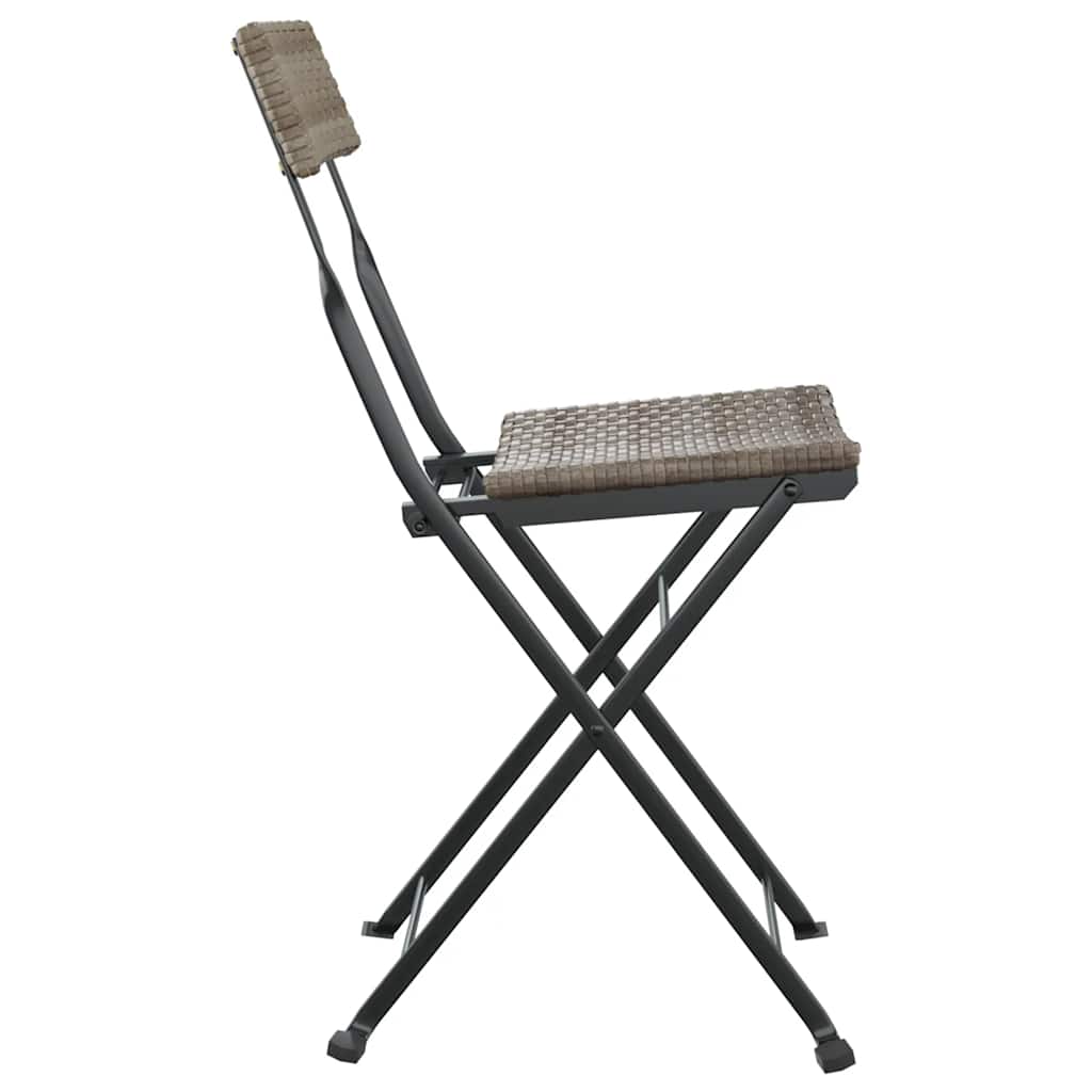 Folding Bistro Chair | Set of 6 | Grey | PE rattan, powder-coated steel