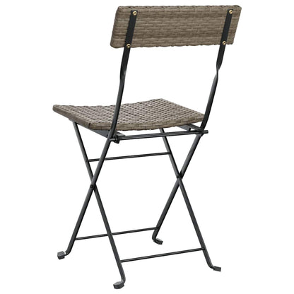 Folding Bistro Chair | Set of 6 | Grey | PE rattan, powder-coated steel