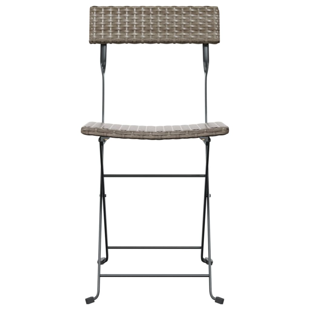 Folding Bistro Chair | Set of 8 | Grey | PE rattan, powder-coated steel