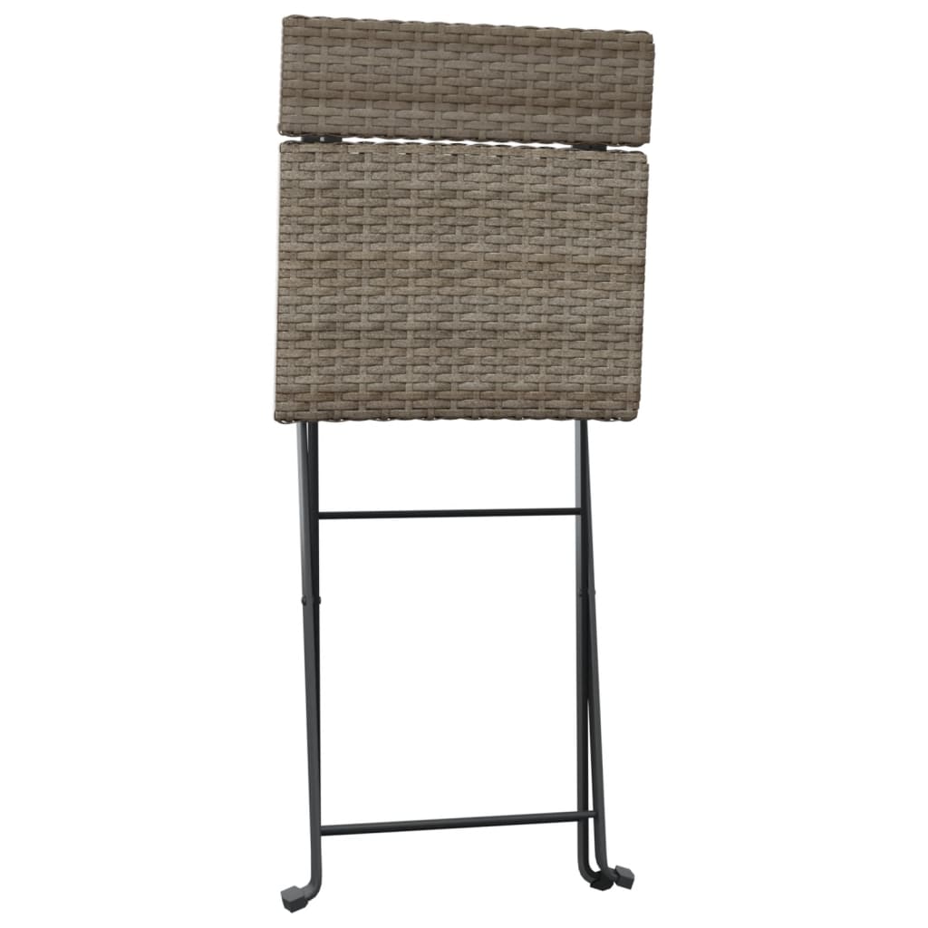 Folding Bistro Chair | Set of 8 | Grey | PE rattan, powder-coated steel