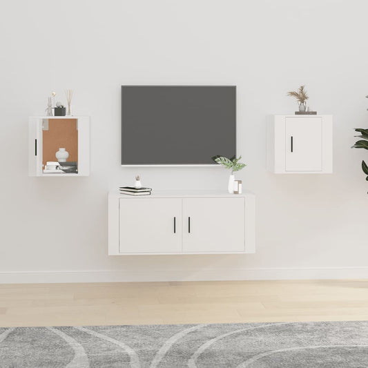 2 Piece Wall-mounted TV Cabinet Set White 40x34,5x40 cm
