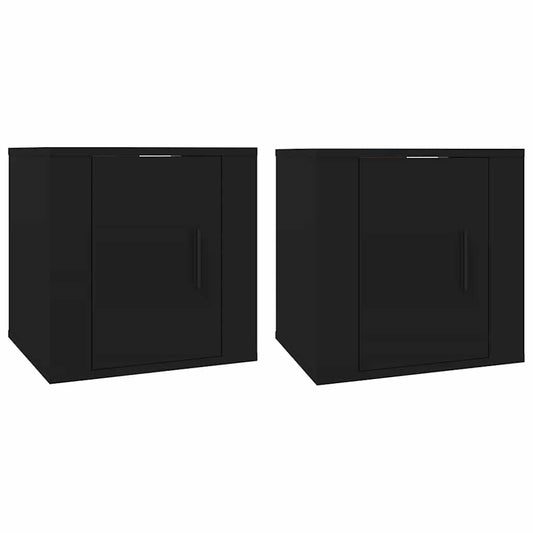 2 Piece Wall-mounted TV Cabinet Set Black 40x34,5x40 cm