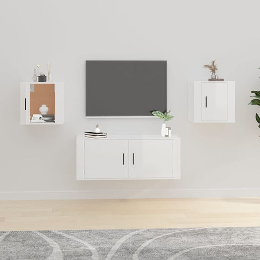 2 Piece Wall-mounted TV Cabinet Set High Gloss White 40x34,5x40 cm