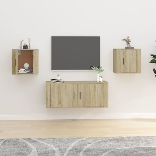 2 Piece Wall-mounted TV Cabinet Set Sonoma Oak 40x34,5x40 cm