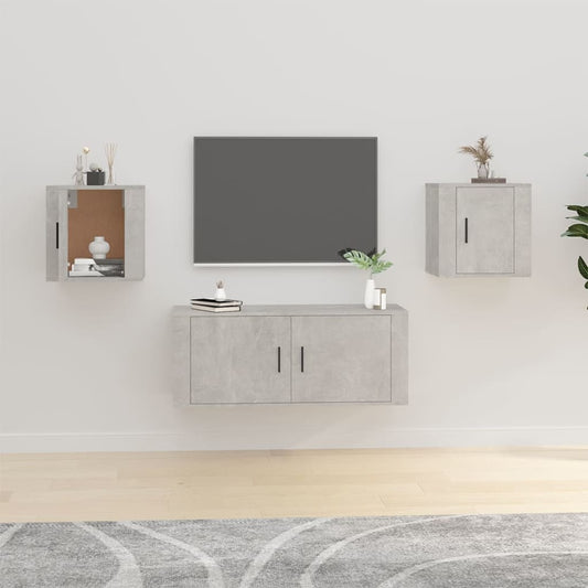 2 Piece Wall-mounted TV Cabinet Set Concrete Grey 40x34,5x40 cm