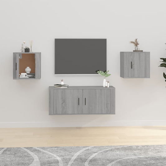 2 Piece Wall-mounted TV Cabinet Set Grey Sonoma 40x34,5x40 cm