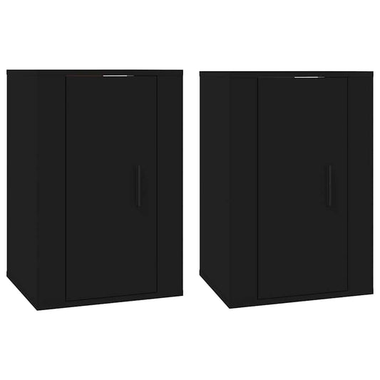 2 Piece Wall-mounted TV Cabinet Set Black 40x34,5x60 cm