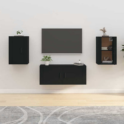 2 Piece Wall-mounted TV Cabinet Set Black 40x34,5x60 cm