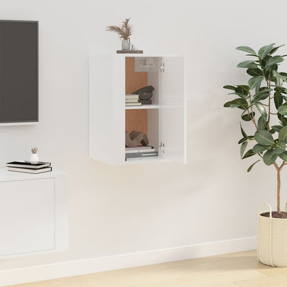 Wall Mounted TV Cabinet High Gloss White 40x34,5x60 cm