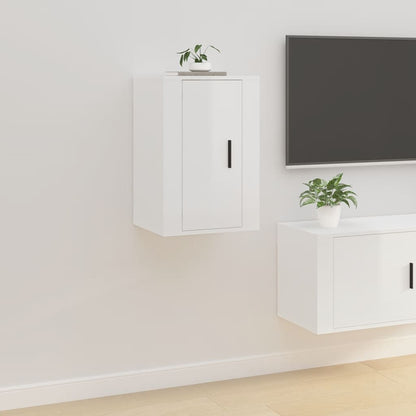 Wall Mounted TV Cabinet High Gloss White 40x34,5x60 cm