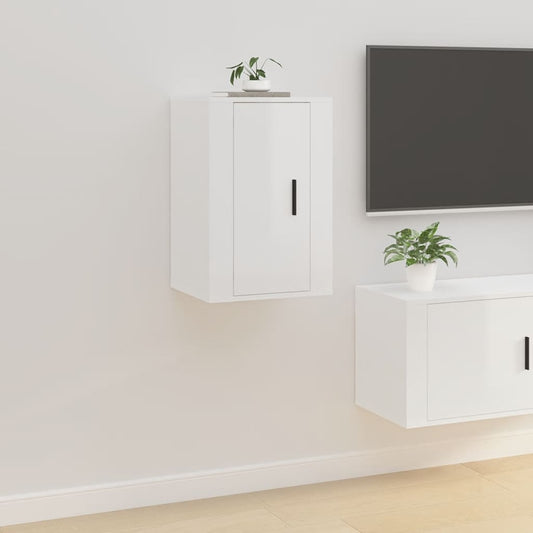 Wall Mounted TV Cabinet High Gloss White 40x34,5x60 cm