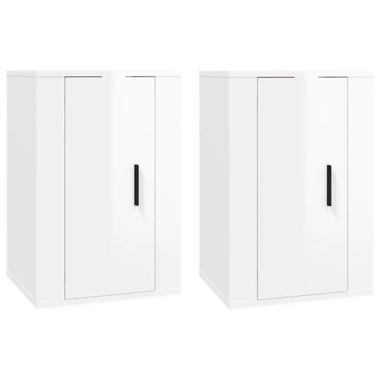 2 Piece Wall-mounted TV Cabinet Set High Gloss White 40x34,5x60 cm