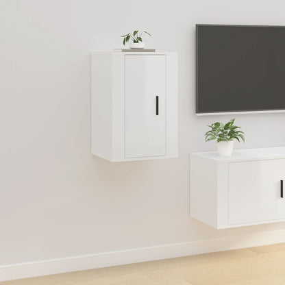 2 Piece Wall-mounted TV Cabinet Set High Gloss White 40x34,5x60 cm