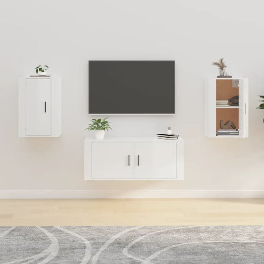2 Piece Wall-mounted TV Cabinet Set High Gloss White 40x34,5x60 cm