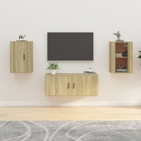2 Piece Wall-mounted TV Cabinet Set Sonoma Oak 40x34,5x60 cm