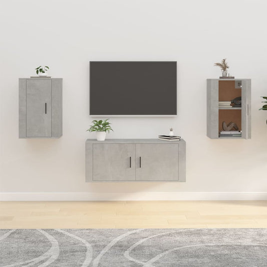 2 Piece Wall-mounted TV Cabinet Set Concrete Grey 40x34,5x60 cm