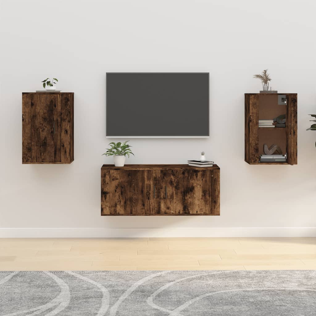 Wall Mounted TV Cabinets 2 pcs Smoked Oak 40x34.5x60 cm