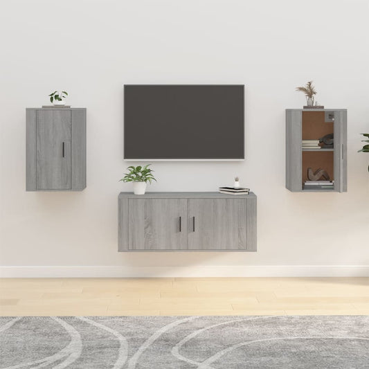 2 Piece Wall-mounted TV Cabinet Set Grey Sonoma 40x34,5x60 cm