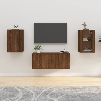 2 Piece Wall-mounted TV Cabinet Set Brown Oak 40x34,5x60 cm