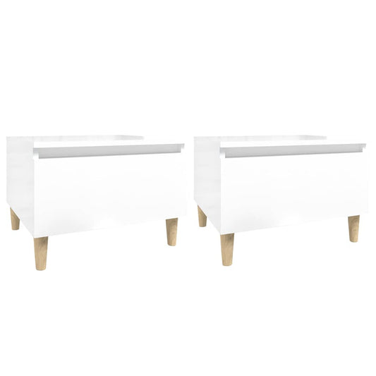 Side Tables 2 pcs High Gloss White 50x46x35 cm Engineered Wood