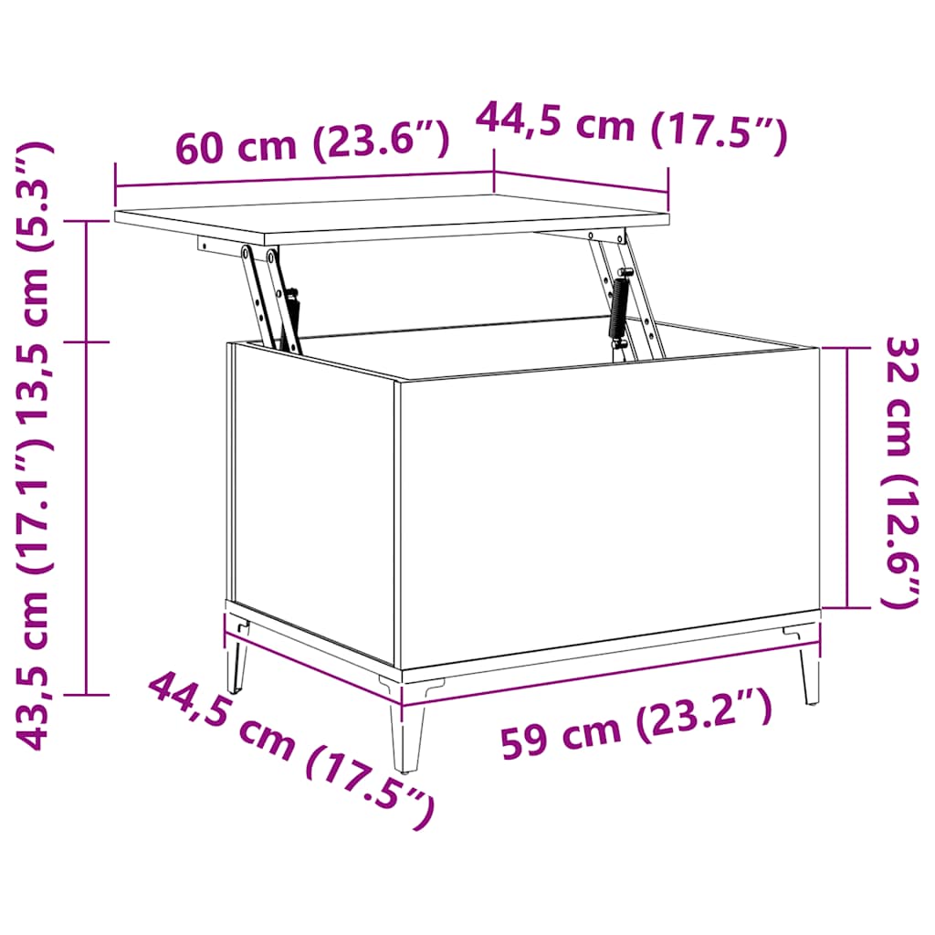 Coffee Table Sonoma Oak 60x44.5x45 cm Engineered Wood