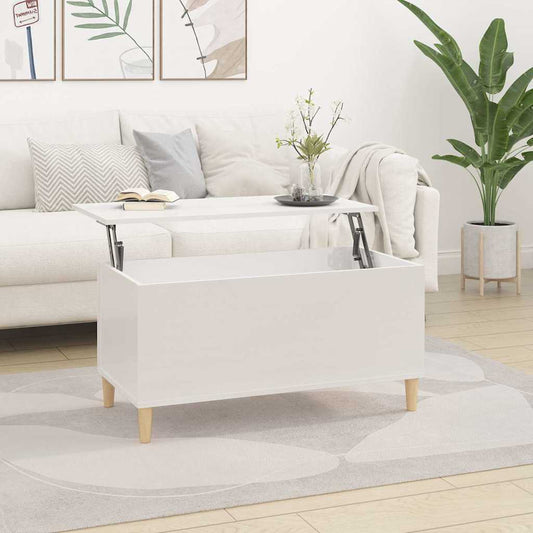 Coffee Table High Gloss White 90x44,5x45 cm Engineered Wood