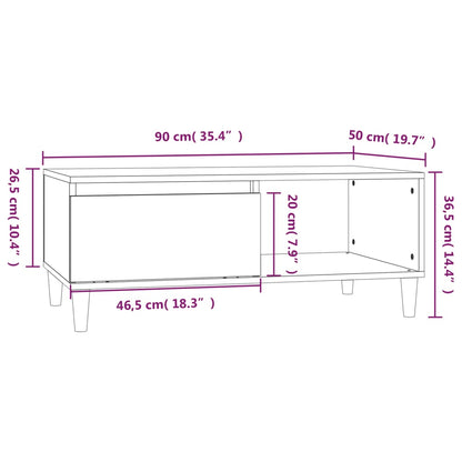 Coffee Table Smoked Oak 90x50x36.5 cm Engineered Wood