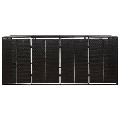 Quadruple Wheelie Bin Shed Black 274x80x117 cm Poly Rattan