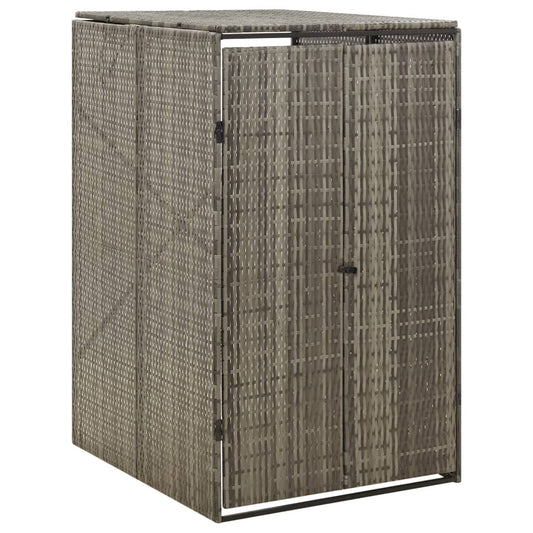 Single Wheelie Bin Shed Gray 27.6"x31.5"x46.1" Poly Rattan