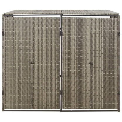 Double Wheelie Bin Shed Grey 140x80x117 cm Poly Rattan
