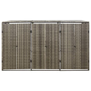 Triple Wheelie Bin Shed Grey 207x80x117 cm Poly Rattan
